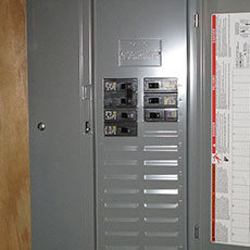 Electric service sub-panel inside a building