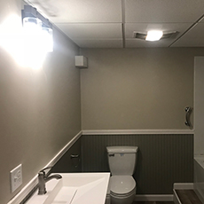 Bathroom vanity wall sconces and exhaust fan