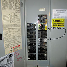 Generator interlock hookup on the interior of a house